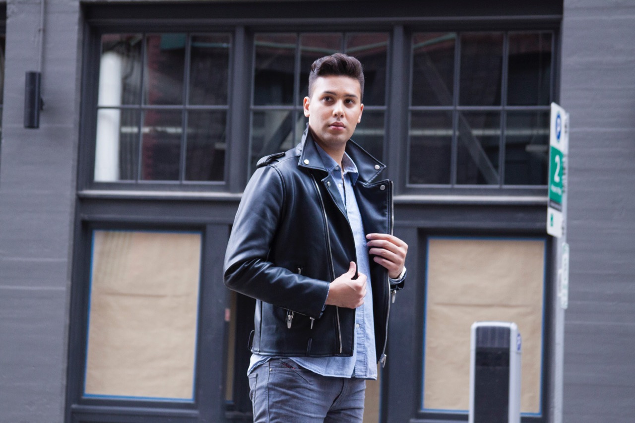 Andrew Hoge Mens Fashion Black Leather Jacket